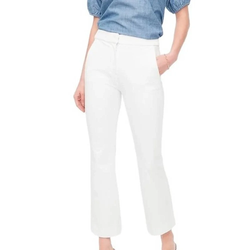 J. Crew NWT Classic Cotton Flare Bootcut Kesley Chino Pants White SZ 0 BG357